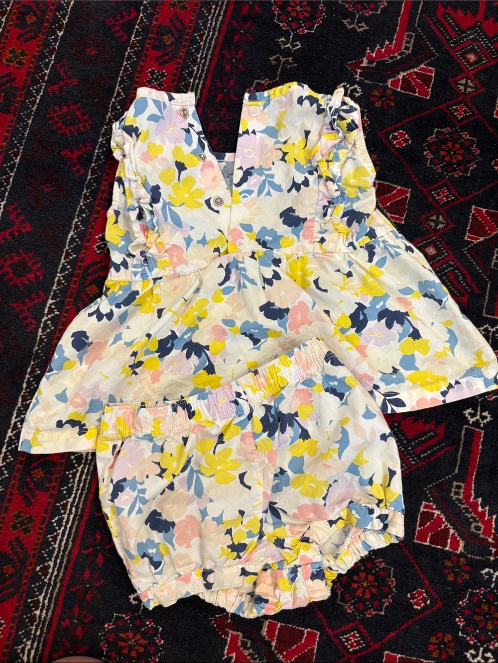 Carter's Floral Yellow Blue Pink White Girls Matching Set - Picture 3 of 3
